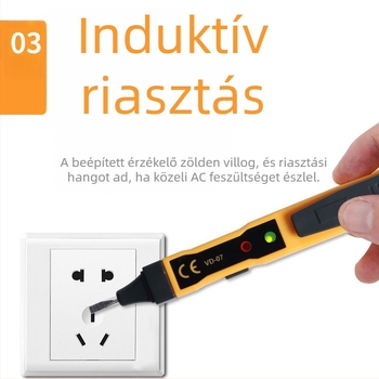 Érintés nélküli indukciós teszt toll intelligens hang- és fényriasztással élő vezetékek és áramkör megszakításának észlelésére