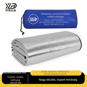 Kemping nedvességellenálló matrac alumíniumfóliával és gyöngyház gyapottal, csúszásmentes, modell YLBD-D001, 4–6 személyre