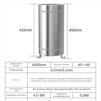 Anain tipping bucket esőmérő készülék a csapadék monitorozására, modell 001, mérési skála 0.5/0.2/0.1 mm, tárolókapacitás 0.5/0.2/0.1 mm, súly 4 kg