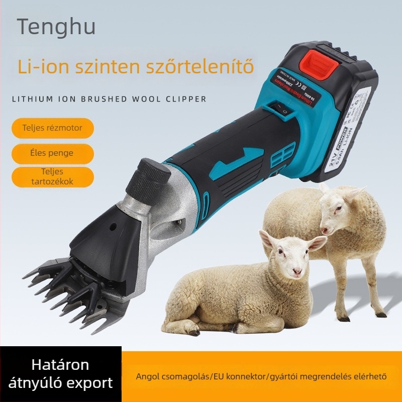 Elektromos gyapjúnyíró akkumulátoros lítium-ionos töltéssel, 110–220V feszültségtartomány, tehéngyapjúnak alkalmas