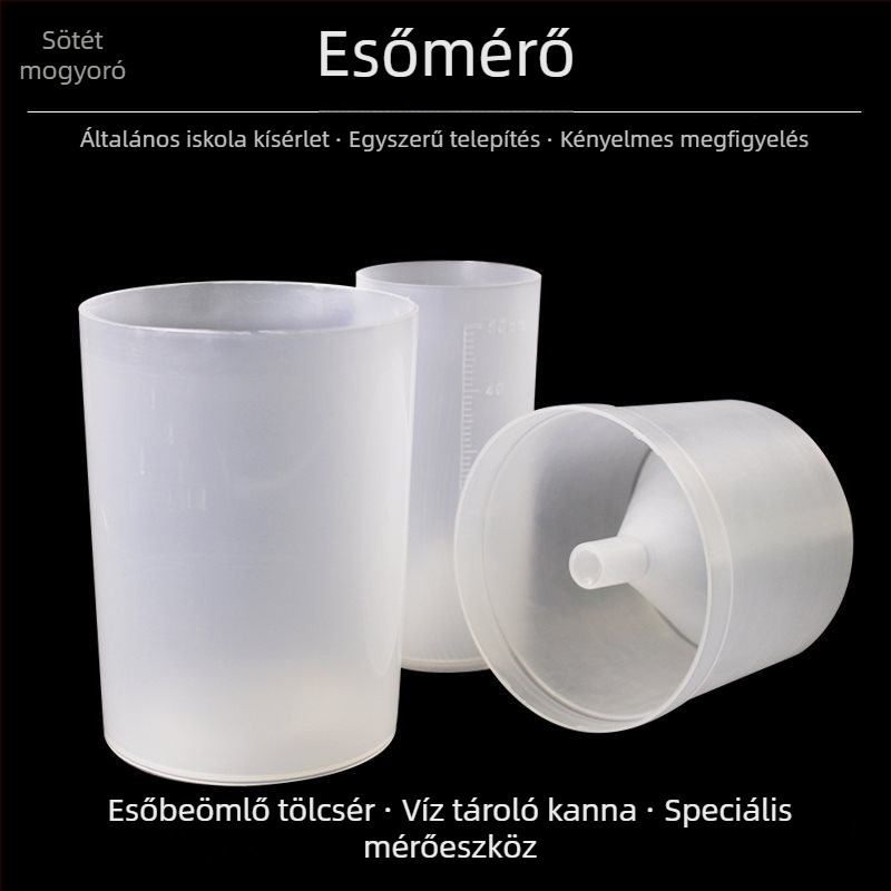 Műanyag esőmérő általános iskola természettudományos oktatáshoz – eső és hó mérése geográfia órákhoz.