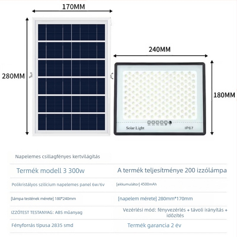 Napelemes kültéri kertvilágítás IP67 vízálló, All-over-the-sky csillag dizájn, 2835 LED dióda, fehér fény