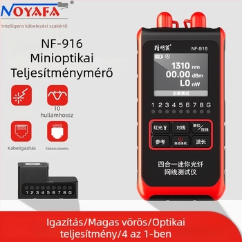 NF-916 Optikai teljesítmény-mérő és detektor, mini négy-az-egyben eszköz száloptikához, vonalkeresővel; mérési tartomány -60...+8 dBm, pontosság ±0,3 dB, optikai szálak teszteléséhez