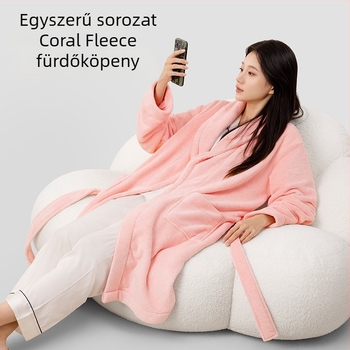 Felnőtteknek szóló fürdőköpeny, uniszex, tavasz, párhoz ideális — nedvszívó, vast korall plüss, Polycool fiber 100% (kívül dekoratív részek nélkül), fő anyag: poliészter 100%