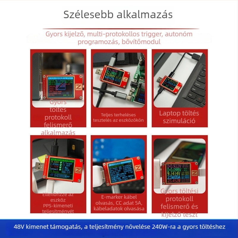 PD USB feszültségteszter — Digitális árammérő kijelző, 48V, mobiltelefon javításhoz és telekommunikációs karbantartáshoz