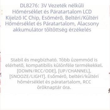 DL8276: 3V vezeték nélküli hőmérséklet- és páratartás LCD-kijelző IC-chip, esőmérő, beltéri és kültéri hőmérséklet és páratartalom
