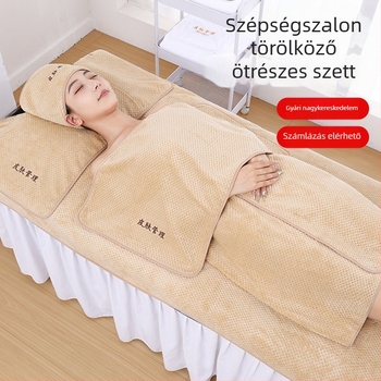 Vastagított kozmetikai szalon törölközőkészlet: fürdőtörölközők, ágytörölközők, fejkendők és testtörölközők