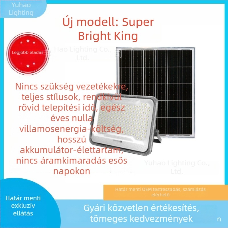 Új napelemes LED flood lámpa kültéri használatra, kerthez, nagy teljesítményű, vízálló
