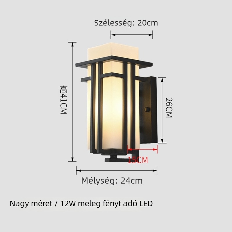 Új kínai stílusú kültéri falikar; vízálló és rozsdamentes (TD17003, 24 LED, 220V, 3000K, IP44)