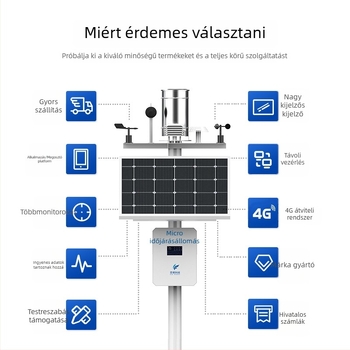 Kültéri automata időjárási állomás esőzésekhez talajhőmérséklet és nedvesség monitorozással, modell Dze-003, Dizhenen, 200V, tömeg 10 kg