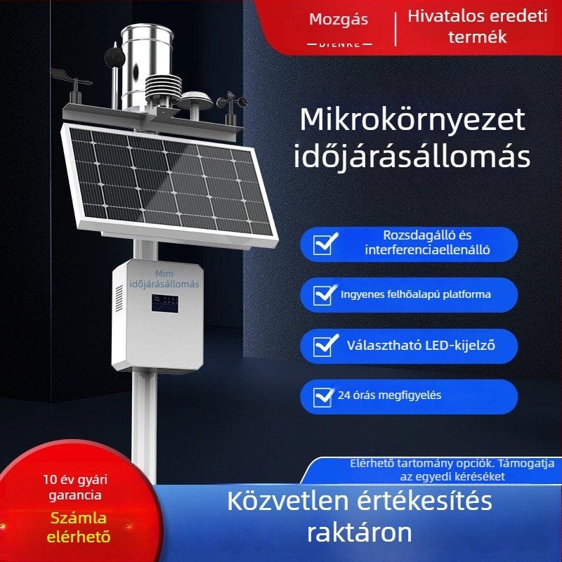 Kültéri automata időjárási állomás esőzésekhez talajhőmérséklet és nedvesség monitorozással, modell Dze-003, Dizhenen, 200V, tömeg 10 kg