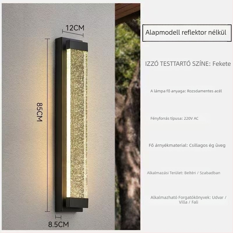 Kültéri vízálló falikar villa- és udvarkapuhoz, európai stílusú kristályvilágítás, IP65, 111–240V, 20 LED, 3000K, rozsdamentes acél ház