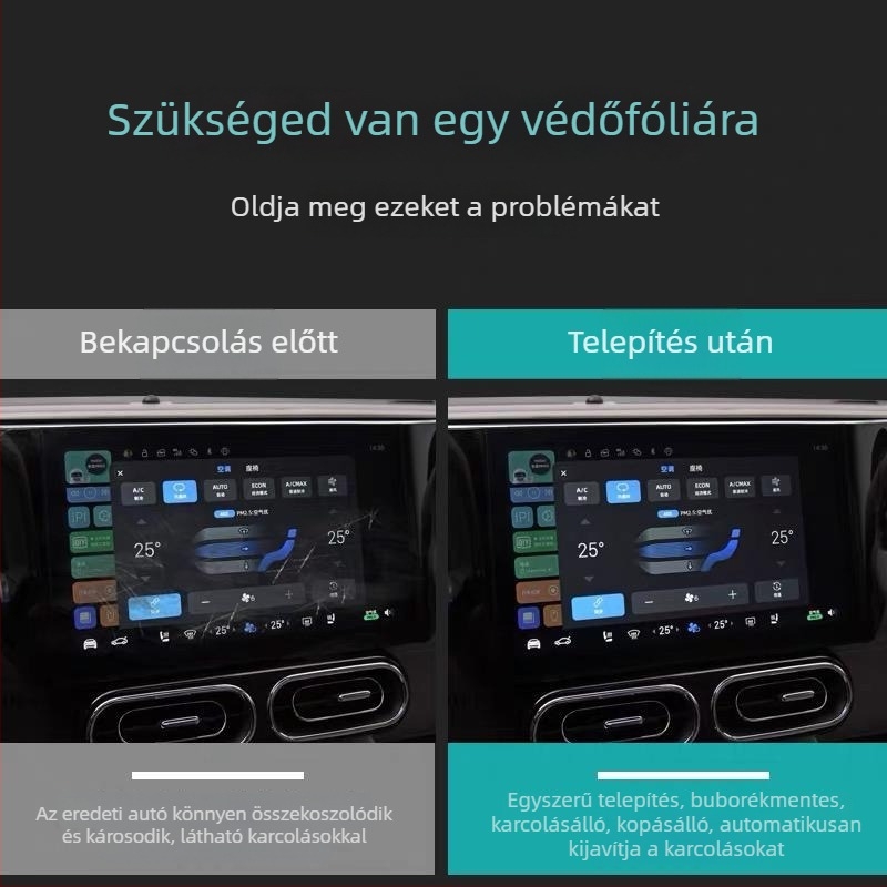TPU belső fólia autó műszerfalhoz és váltóhoz, központi konzol és navigációs felület, festékvédő fólia, testreszabás nélkül