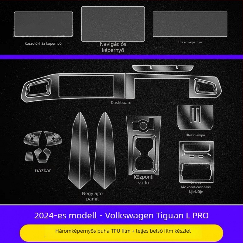 VW Tiguan L navigációs kijelzővédő fólia – TPU, Testreszabás nélkül, Ajándék: Egyéb
