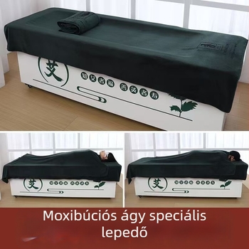 Moxibuszió ágyhoz való törölköző, nagy spa törölköző sötétzöld-kávé színben