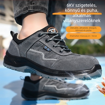 Munkavédelmi cipők velúrból, alacsony profilú felső résszel, műanyag orrvédővel, ütés- és áthatolásálló, szigetelt, kopásálló (Anyag: velúr; Felsőrész: alacsony profil; Orrvédő: műanyag; Funkciók: ütésálló, áthatolásálló, szigetelés, kopásálló)