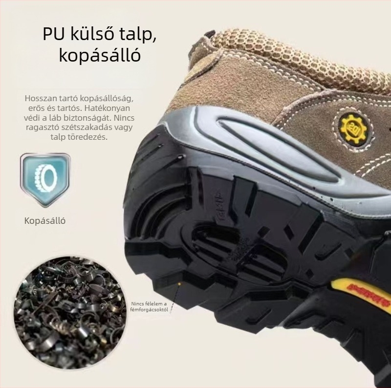 Munkavédelmi cipő acélorrral, perforáció elleni, ütésálló, légáteresztő, csúszásmentes – hegesztőknek