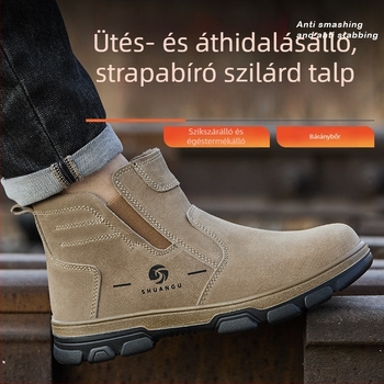 Szellőző velúr bőrből készült hegesztő munkavédelmi cipő, középmagas felsőrész, acélorr védelem, ütés- és átszúrás elleni védelem