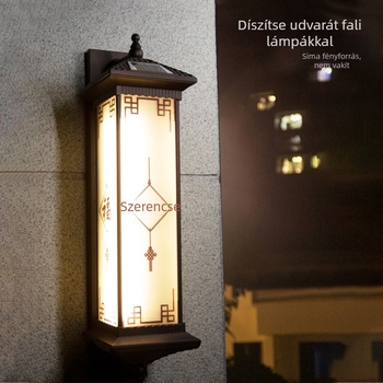 Kültéri napelemes LED falikar, alumínium ház, IP65 vízálló, 12W, állítható fényerő