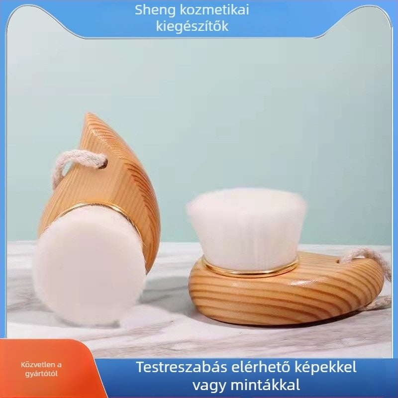 Fa nyelű arctisztító kefe, kézi, hordozható, pórusok tisztítására és sminklemosására