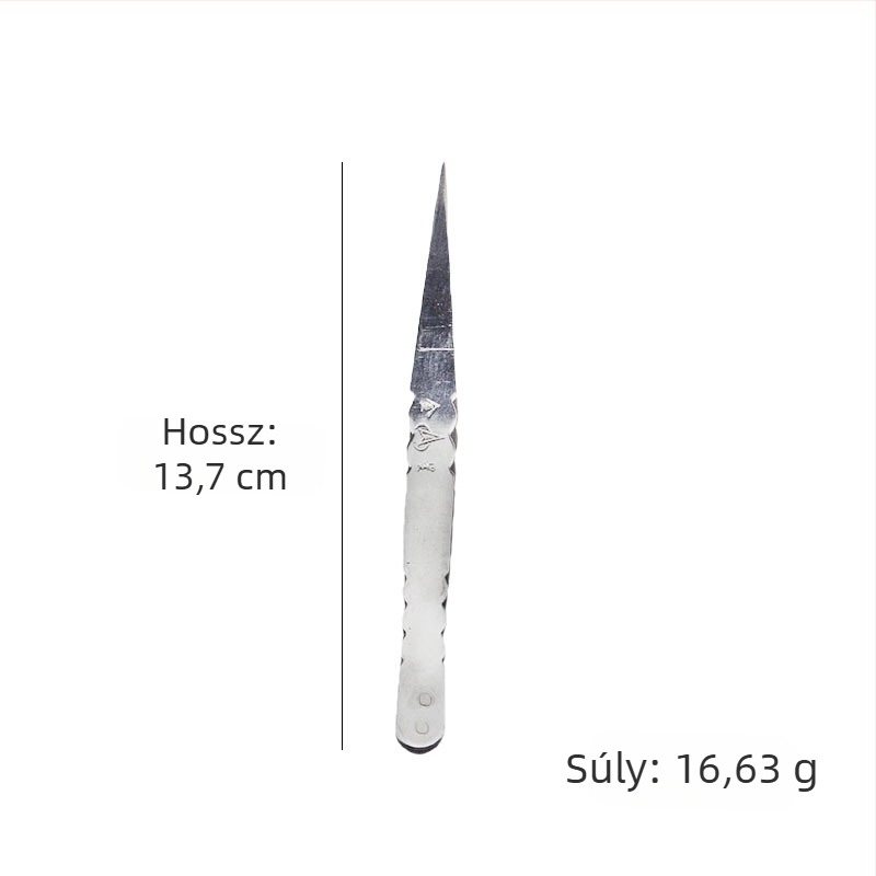 Rozsdamentes acélból készült, többfunkciós csipessz, egyenes és hajlított csúcsokkal, varráshoz és fonal behúzásához – minimalist design.