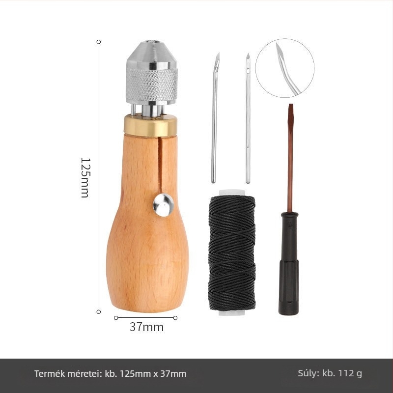 Bőr kézi varrót eszköz – DIY bőrkészítéshez, viaszos cérna, lyukasztó tű, vászon, LMDZ márka, csomagolás 200 db, 100 g, aranyos stílus