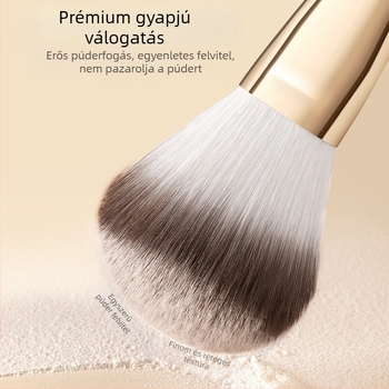 10 darabos sminkecsetkészlet, puha sörtékkel, tartalmaz szemhéjfesték ecsetet, púder ecsetet, kontúr- és highlighter ecsetet, orr árnyékoló ecsetet, penge-szerű ecset