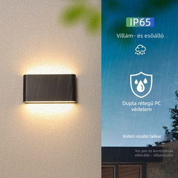 Kültéri vízálló falikar – ultra vékony, IP65, 110-275V, 15 LED, 3000K, CRI 90