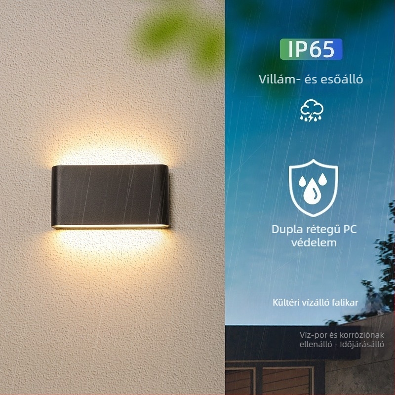 Kültéri vízálló falikar – ultra vékony, IP65, 110-275V, 15 LED, 3000K, CRI 90