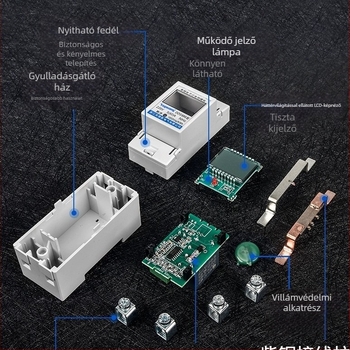 Temple Wins Egyfázisú Elektromérő 2P, Transzformátorral, Sínre Szerelhető, Digitális Kijelző, 220V