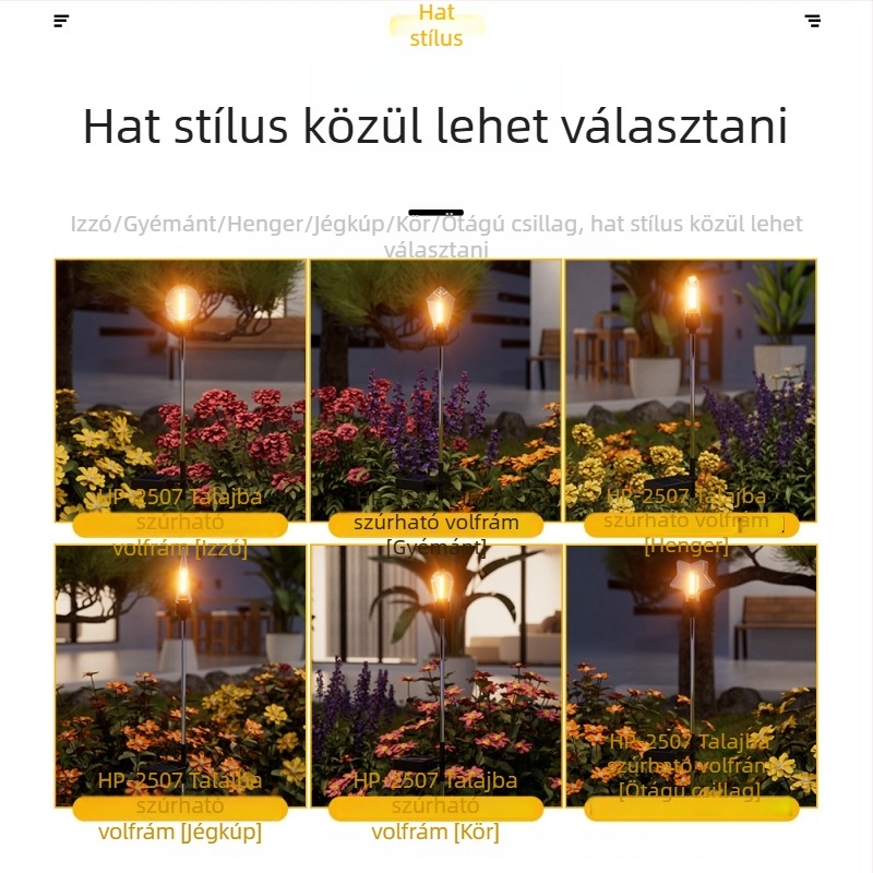 Napelemes kültéri világítás kerthez és tájhoz, vízálló gyeplámpák