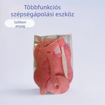Szilikonból készült arc- és szemsmink ecsetek készlet: arcmosó ecset, szempilla ecset, szemkörnyék fésű, szemhéj- és szemöldök ecsetek, segédeszköz és mérővonalzó
