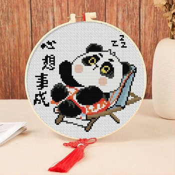 Panda keresztszemes készlet gyerekeknek – DIY hímzőkészlet kis darabokkal