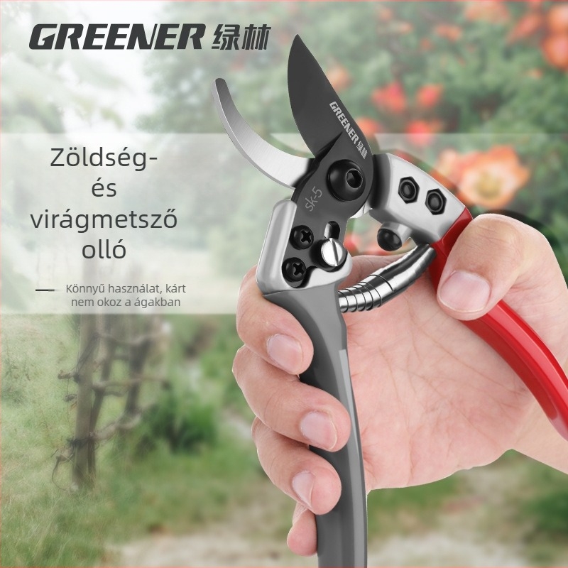 Ipari minőségű metszőolló vastított éllel, metszésre és gyümölcs szedéséhez, kertészeti eszköz