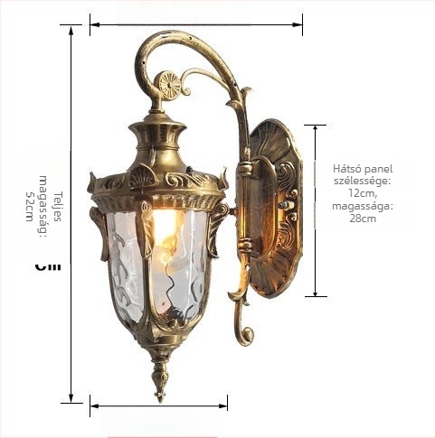 Európai stílusú LED falikar kültéri/beltéri használatra, IP44 vízálló, E27 foglalat, 220V, 6000 lm, 3000K