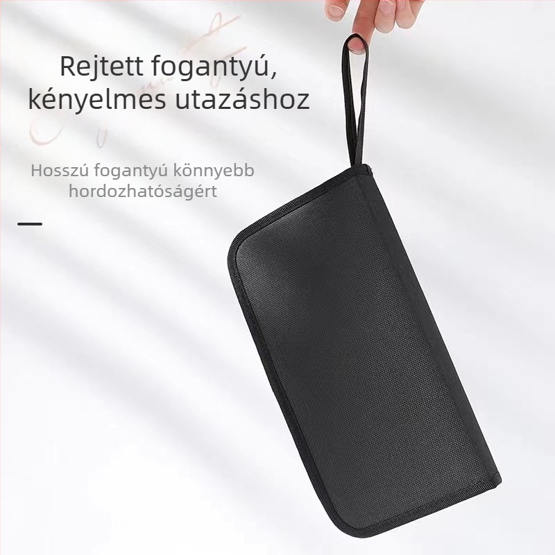 Sminkes táska függőleges ecset bemutatóval, hordozható és összecsukható, 15 ecsetkészletet befog