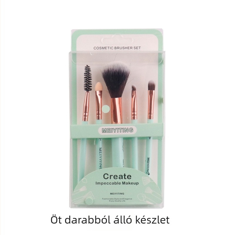 7 darabos sminkecset készlet – nylon sörtéjű sörték, műanyag nyél, hosszú nyél, dobozos csomagolás