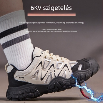 Ütés- és átszúrás elleni védőcipő, szigetelt, könnyű, hálós felsőrész, műanyag–acél orrvédő.