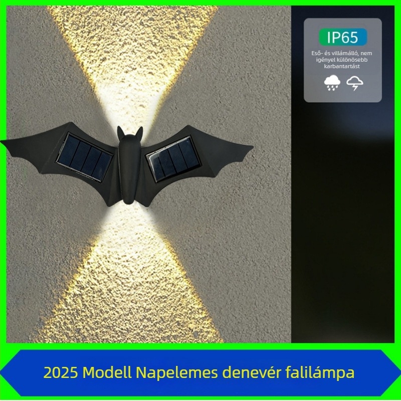 Kültéri napelemes falikar pillangó alakú falhoz – LED modul, IP45, 1W, 2.4V, üzemidő 6–12 óra