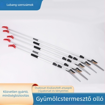 Gyümölcs szedő olló teleszkópos rúddal, magas ágakhoz, fűrész funkcióval