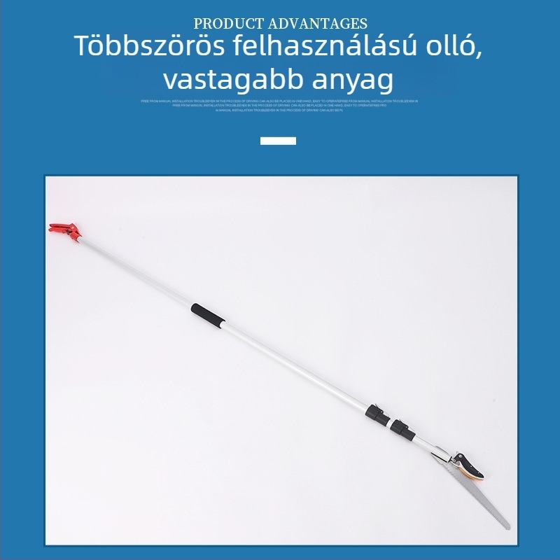Gyümölcs szedő olló teleszkópos rúddal, magas ágakhoz, fűrész funkcióval