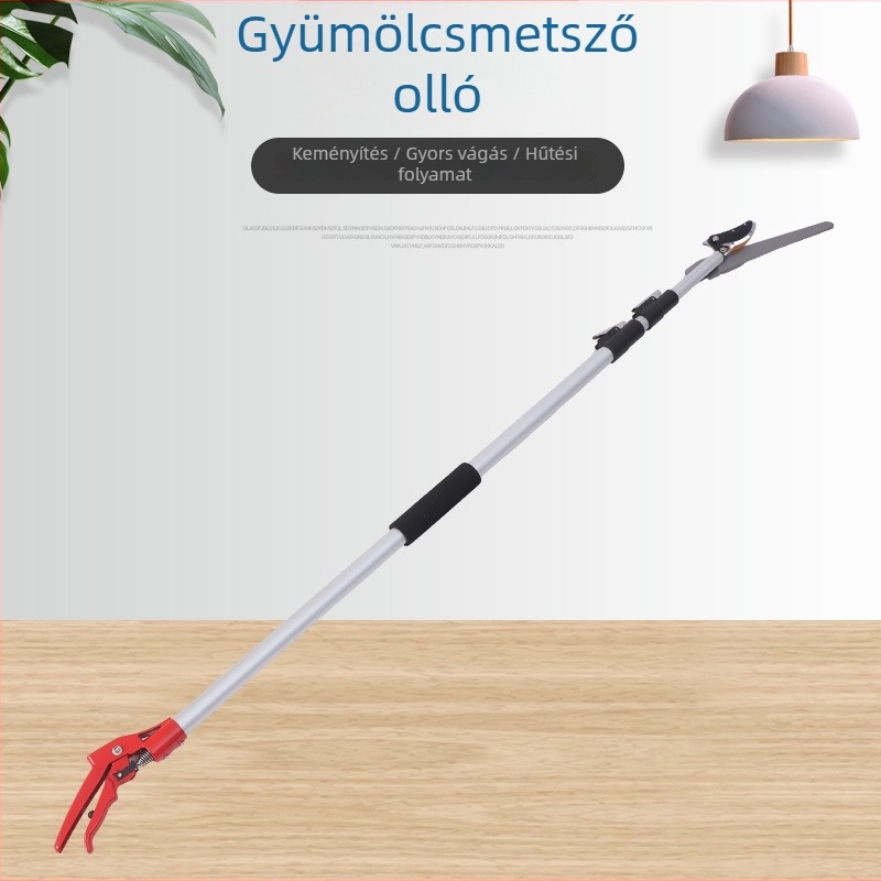 Gyümölcs szedő olló teleszkópos rúddal, magas ágakhoz, fűrész funkcióval