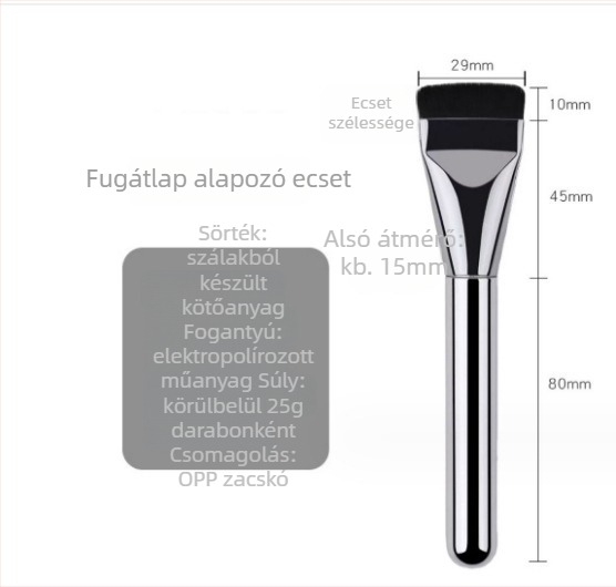 Alapozó ecset ultra‑vékony lapos fejű, nylon szintetikus szőrszálakkal, fém nyéllel, 1 darab, hordozható