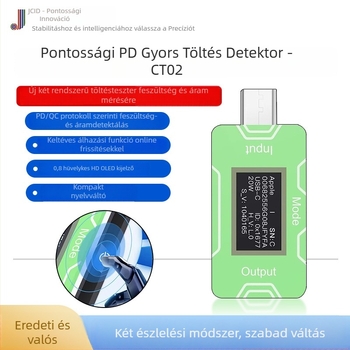CT02 PD/QC gyors töltés detektor tételes teszteléshez, 0-100W, tömeg 12, környezeti hőmérséklet 30°C