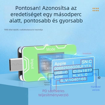 CT02 PD/QC gyors töltés detektor tételes teszteléshez, 0-100W, tömeg 12, környezeti hőmérséklet 30°C