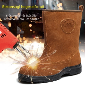 Férfi biztonsági bakancs acélorrúval, magas felső, ütés- és átszúrásálló, PU talp