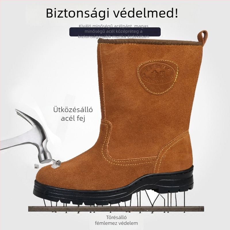Férfi biztonsági bakancs acélorrúval, magas felső, ütés- és átszúrásálló, PU talp