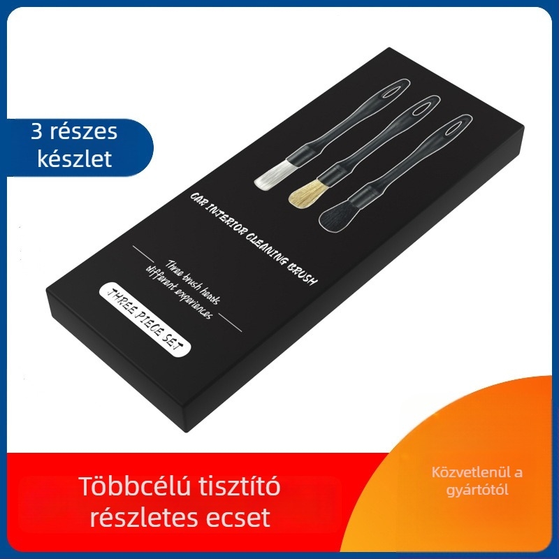 Autómosó ecset, 3 részes készlet kerékagy- és belső tisztító sörtés kefével, testreszabható magáncímkével