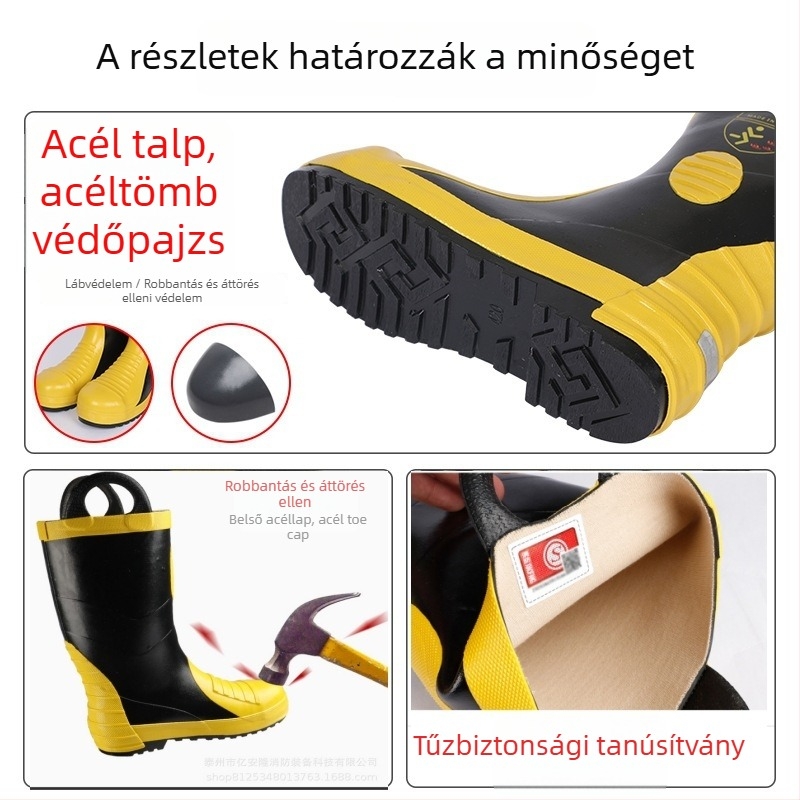Yinanlong Tűzoltó csizmák - Magas felsőrész, Acél orr, Ütésálló, Áthatolás-álló, Csúszásbiztos