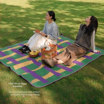 Vastagított nedvességálló piknik matrac, összecsukható kültéri hordozható matrac alumíniumfóliával; anyag: poliészter rost; vízálló réteg: PE pamut; ideális a strandhoz, piknikhez és szabadtéri kirándulásokhoz.